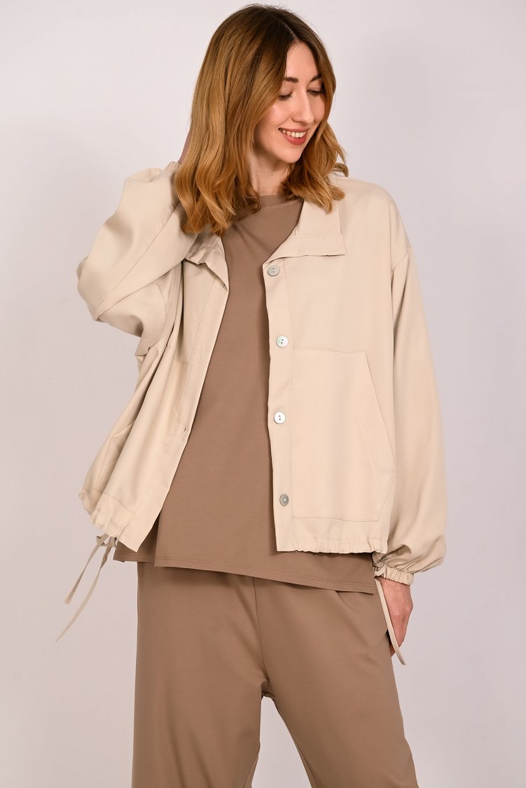 Ζακέτα oversized με κορδόνια