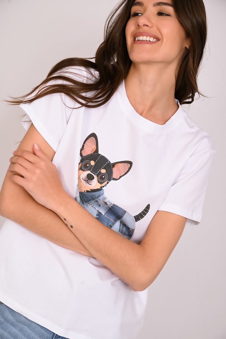 T-shirt στάμπα σκύλος
