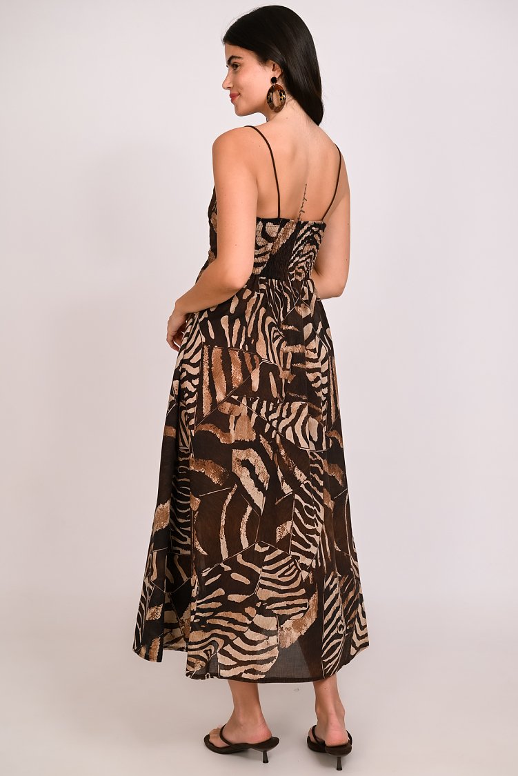 Φόρεμα ethnic print με τιραντάκι
