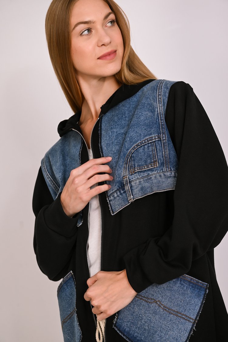 Ζακέτα με jean patches