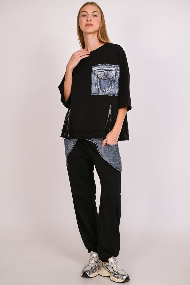 Παντελόνι φούτερ με jean patches