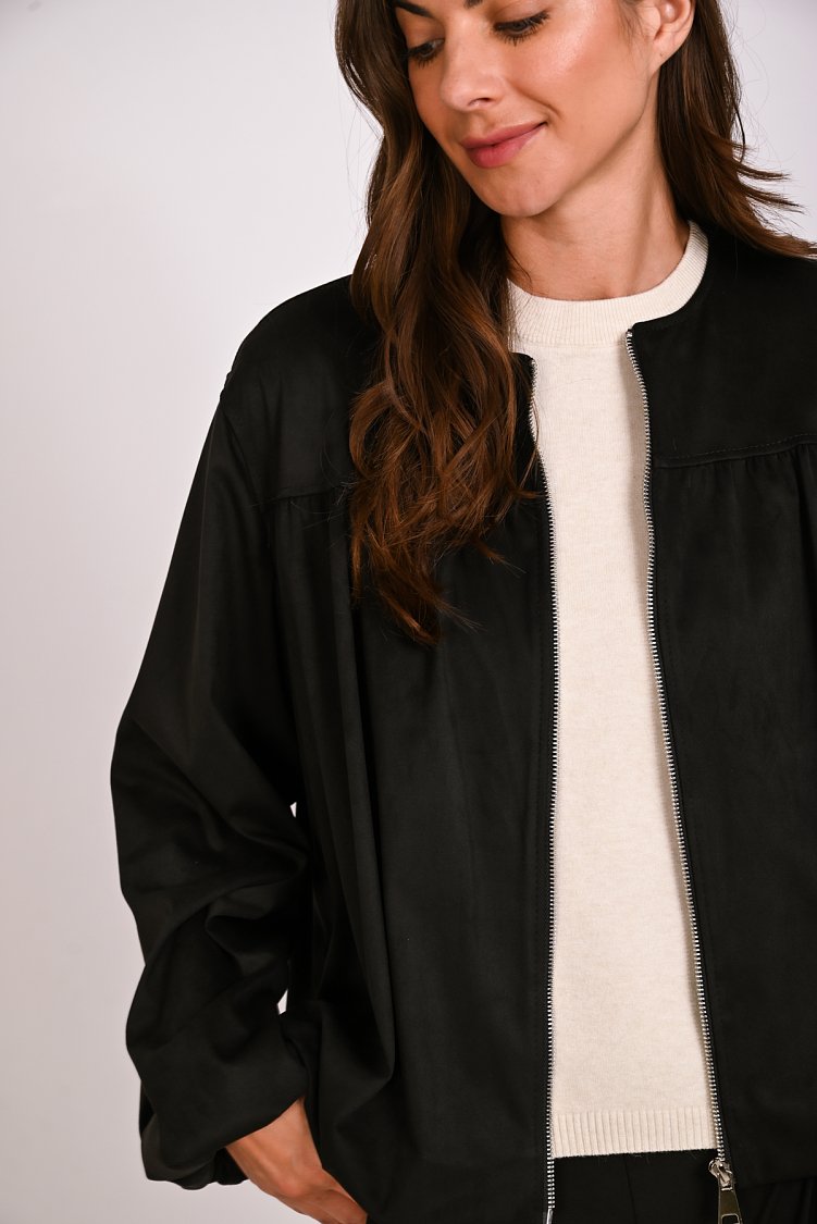Bomber suede με balloon μανίκια