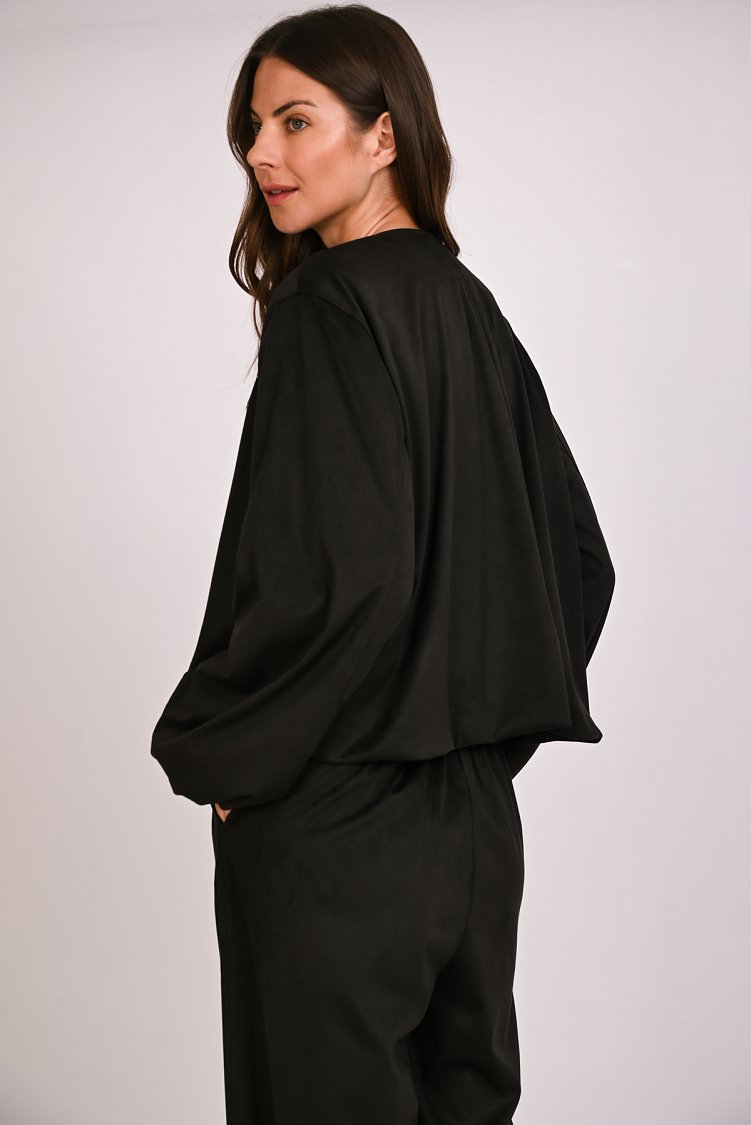 Bomber suede με balloon μανίκια