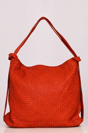 Τσάντα backpack και ώμου δέρμα με πλέξη