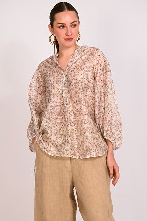 Μπλούζα tencel floral με κουμπιά