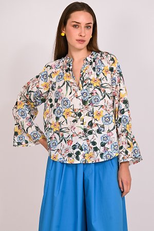 Πουκάμισο floral με λάστιχο στο μανίκι