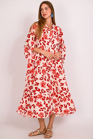 Φόρεμα floral με χρυσοκλωστή