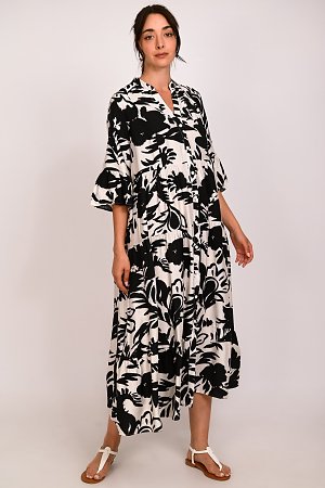 Φόρεμα εμπριμέ με 3/4 μανίκι