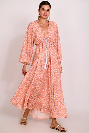 Φόρεμα boho με κορδόνι