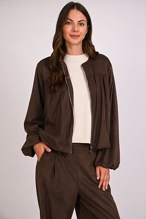 Bomber suede με balloon μανίκια