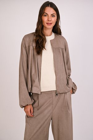 Bomber suede με balloon μανίκια