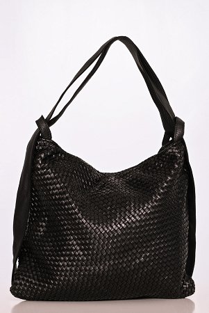 Τσάντα backpack και ώμου δέρμα με πλέξη