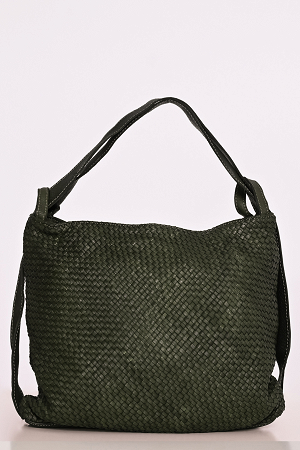 Τσάντα backpack και ώμου δέρμα με πλέξη