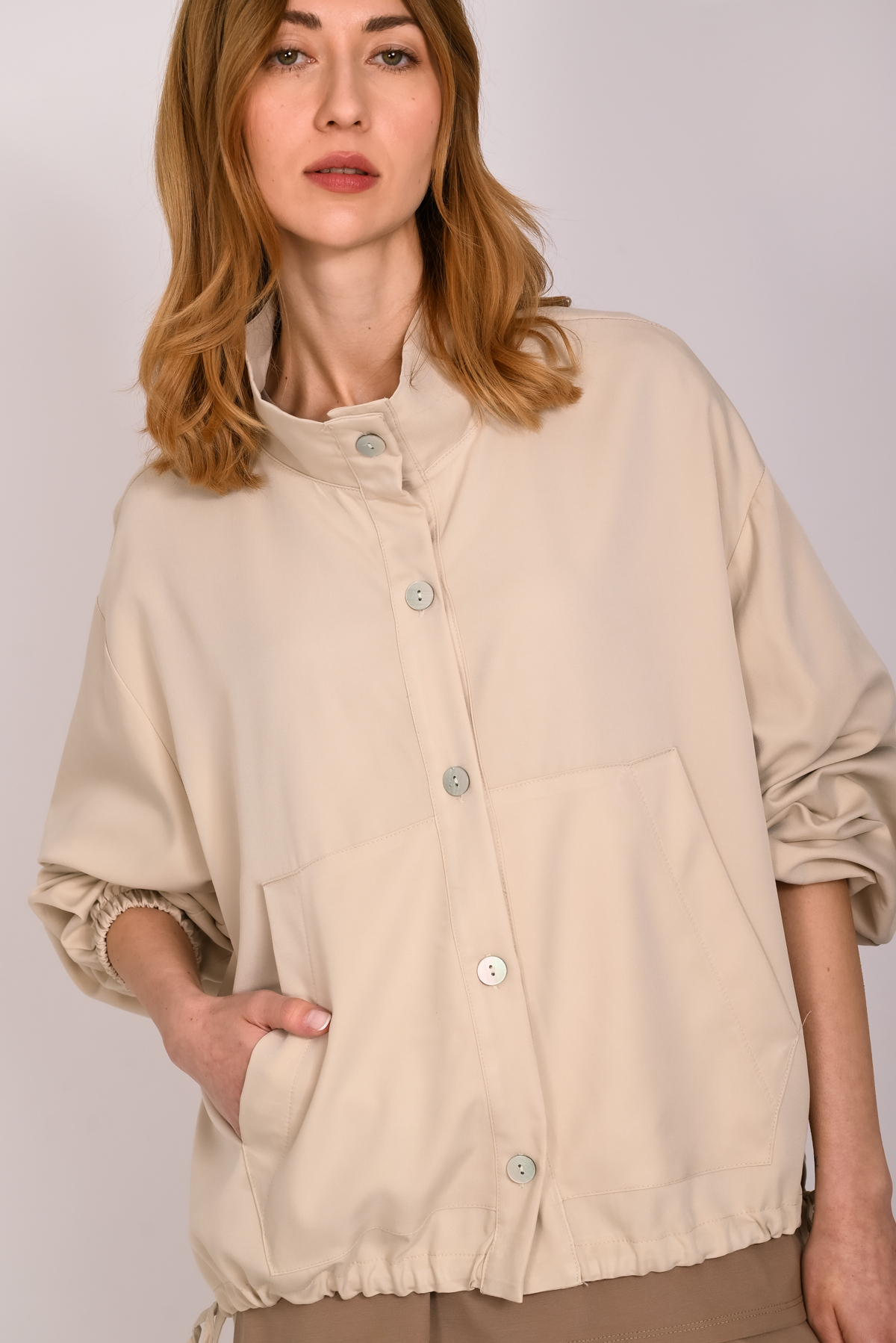 Ζακέτα oversized με κορδόνια