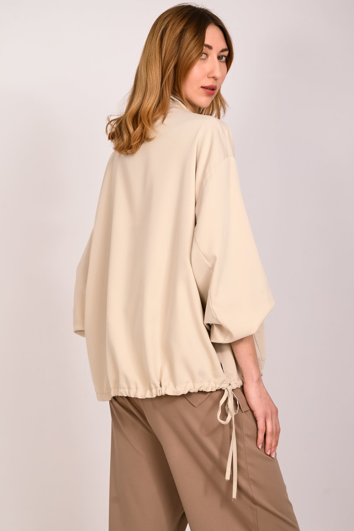 Ζακέτα oversized με κορδόνια