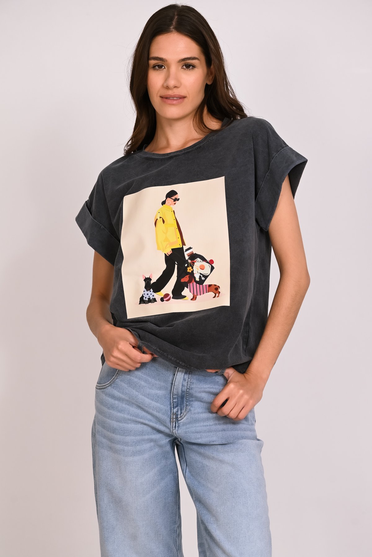 T-shirt κοπέλα με σκύλους