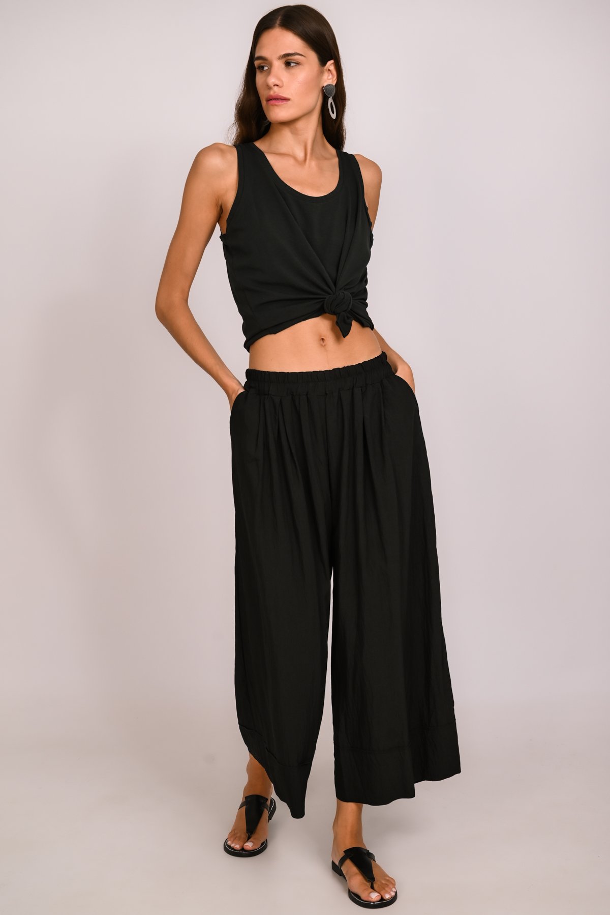Παντελόνα με λάστιχο και ρεβέρ
