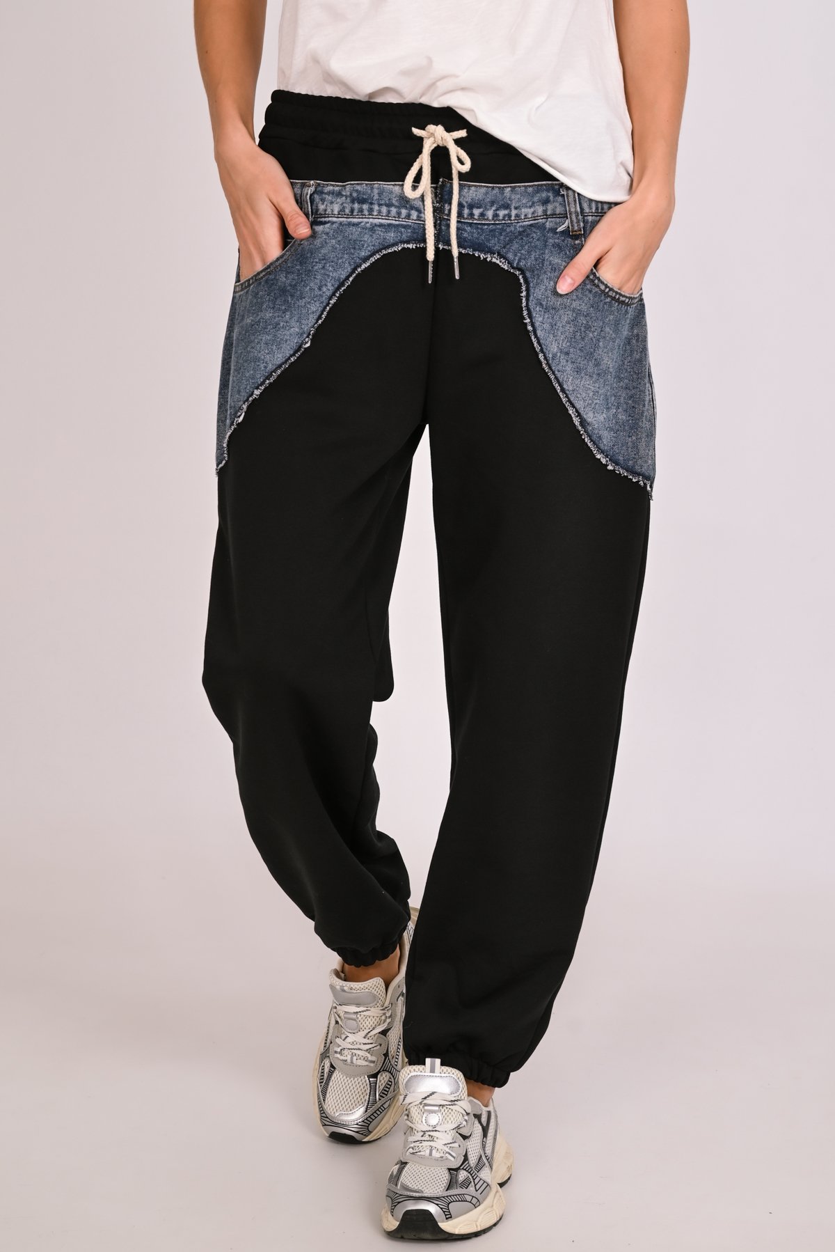Παντελόνι φούτερ με jean patches