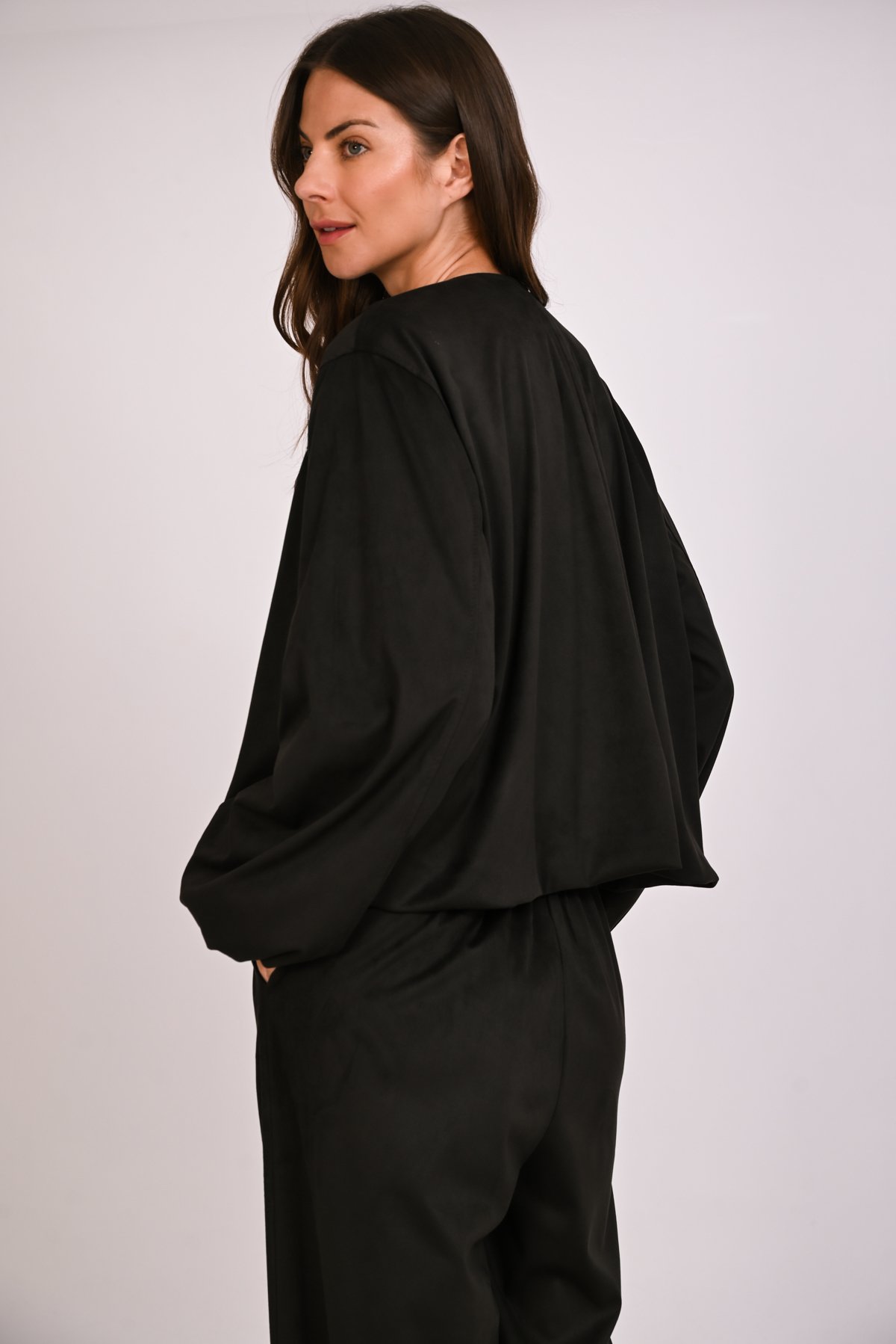 Bomber suede με balloon μανίκια