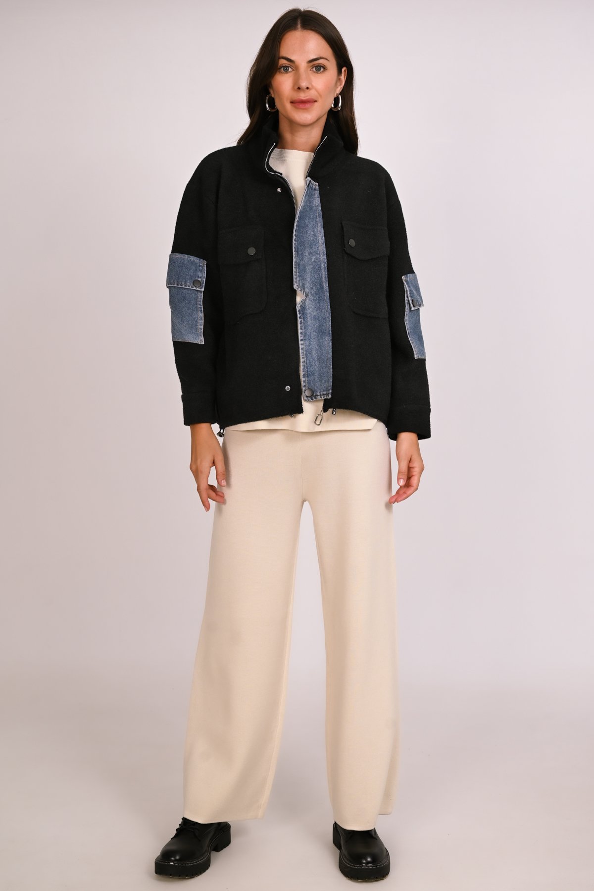 Bomber με jean λεπτομέρειες