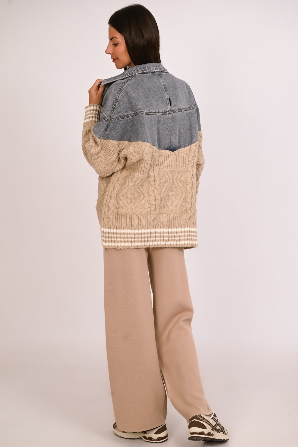 Ζακέτα πλεκτή με jean